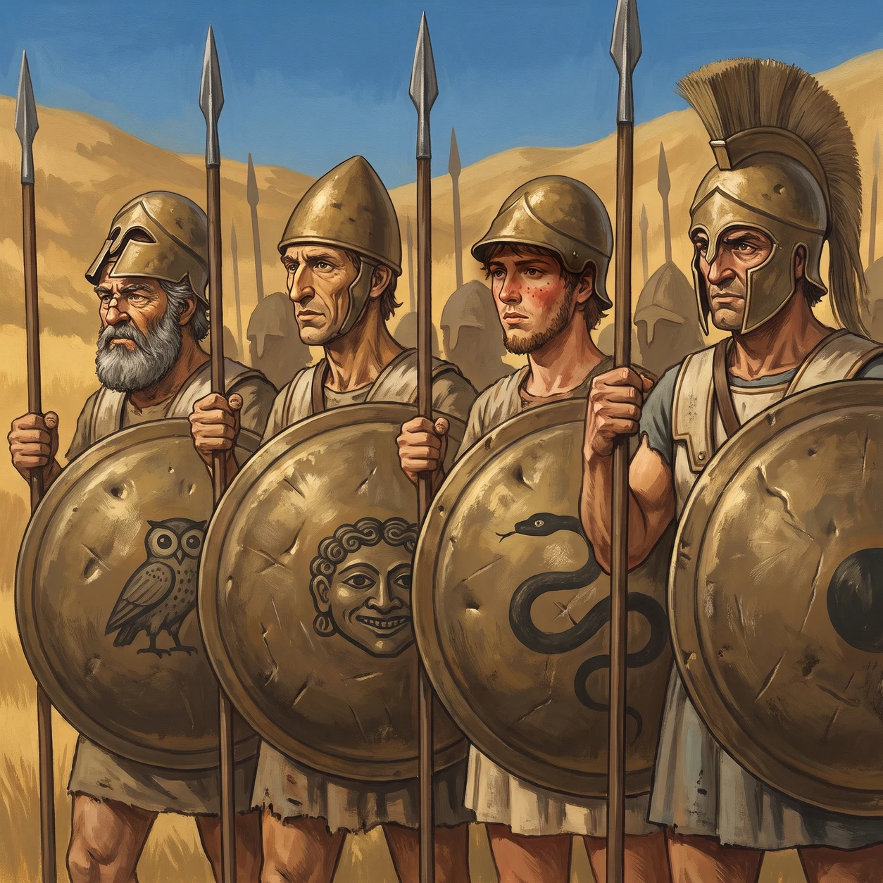An Athenian hoplite phalanx holds the line
